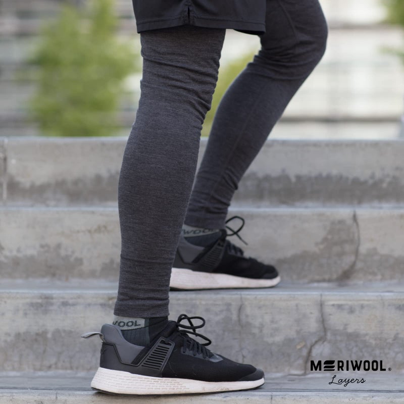 MERIWOOL Menâ€™s Base Layer Bottoms - Lightweight Merino Wool Thermal Pants Charcoal Gray - Image 5